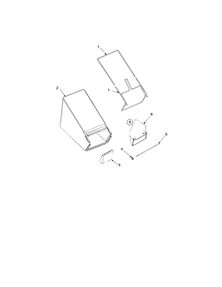 Chute Deflector/Bag Frame/Bag Diagram and Parts List for 445  Bolens Lawn Mower