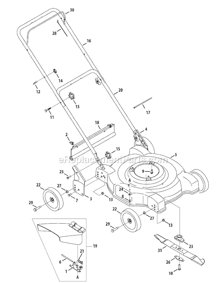 Page A Diagram and Parts List for 11A-074R265 2008 Bolens Lawn Mower