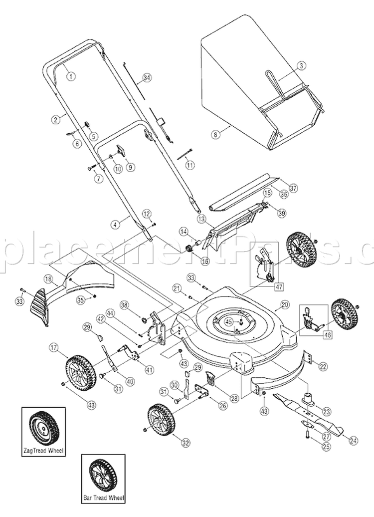 Page A Diagram and Parts List for 11A-414E765 2005 Bolens Lawn Mower