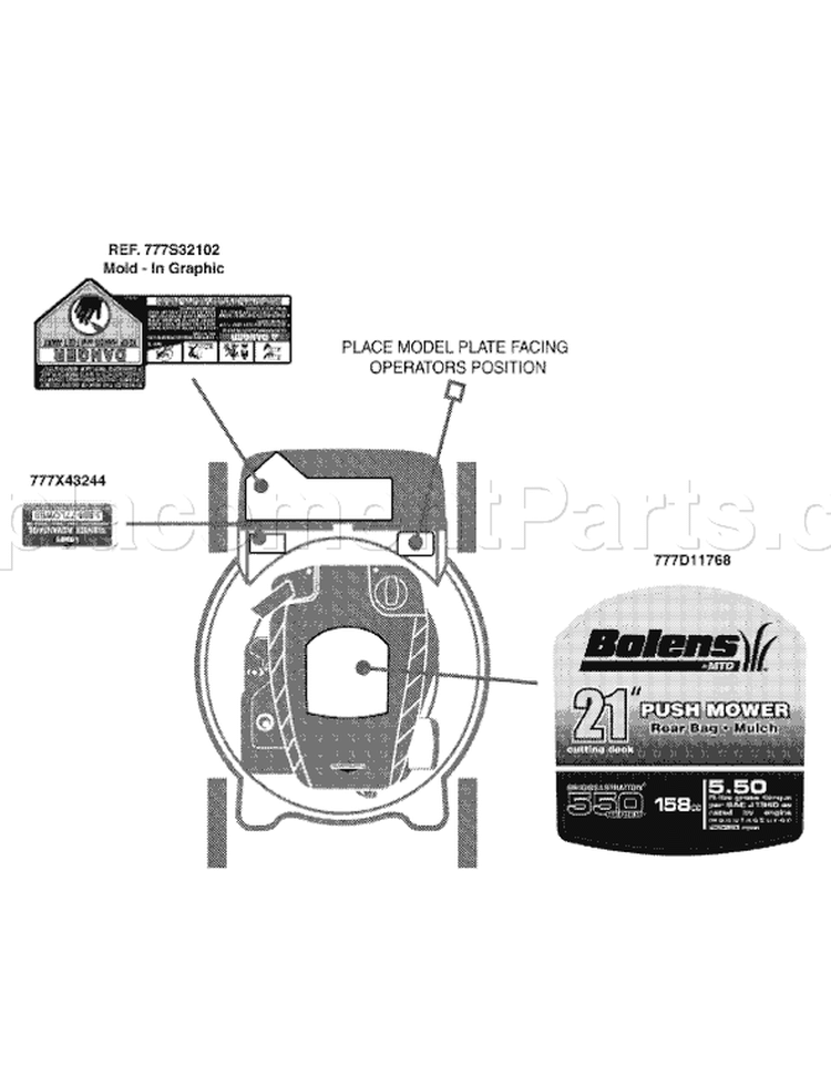 Page B Diagram and Parts List for 11A-414S265 2009 Bolens Lawn Mower