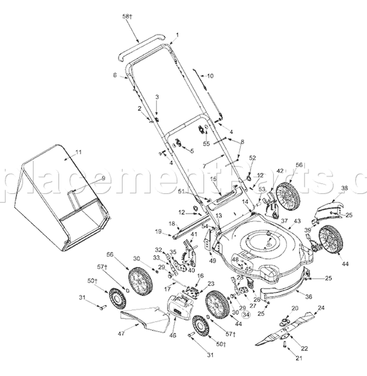 Page A Diagram and Parts List for 11A-436T763 2003 Bolens Lawn Mower