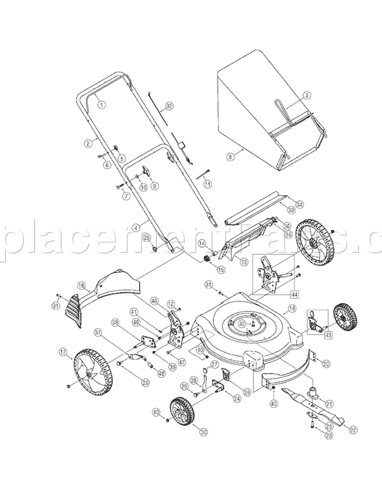 Page A Diagram and Parts List for 11A-584E765 2005 Bolens Lawn Mower