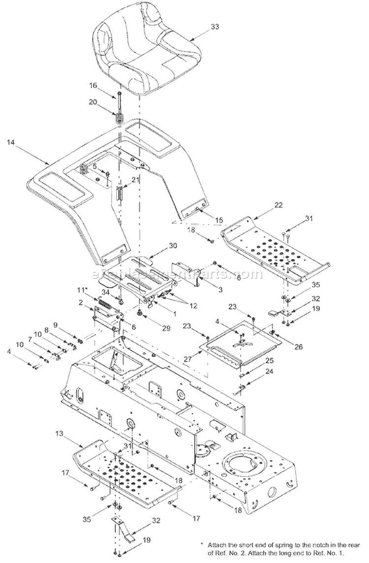 Page G Diagram and Parts List for 13AC650F765 2004 Bolens Lawn Tractor
