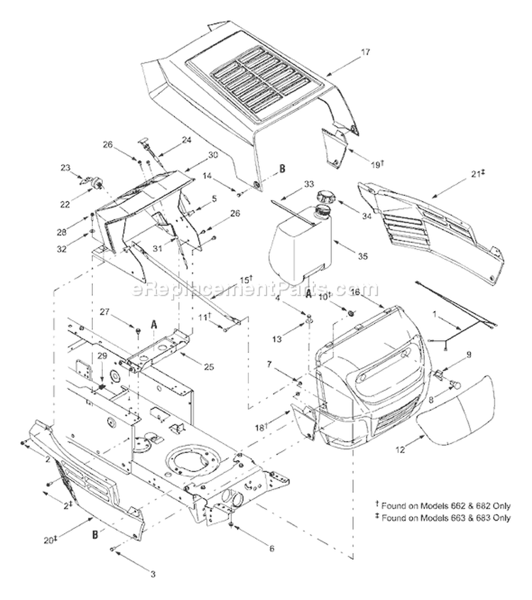 Page F Diagram and Parts List for 13AG683G163 2003 Bolens Lawn Tractor