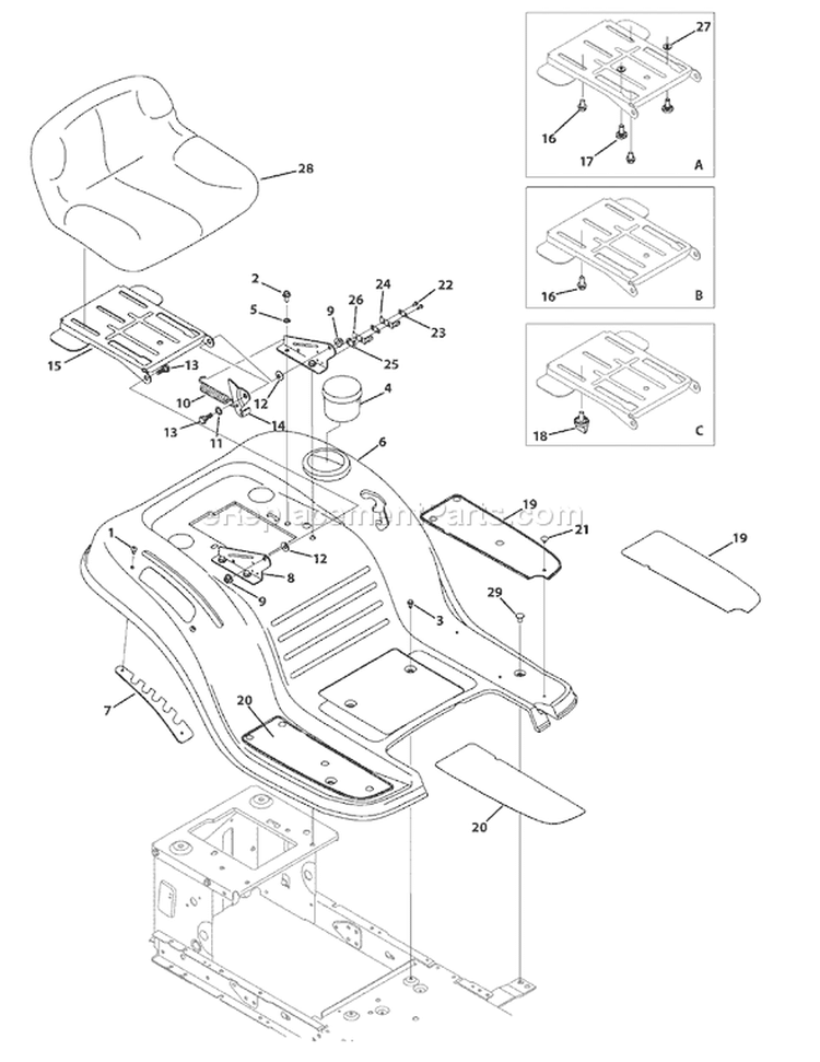 Page G Diagram and Parts List for 13AM761F265 2009 Bolens Lawn Tractor