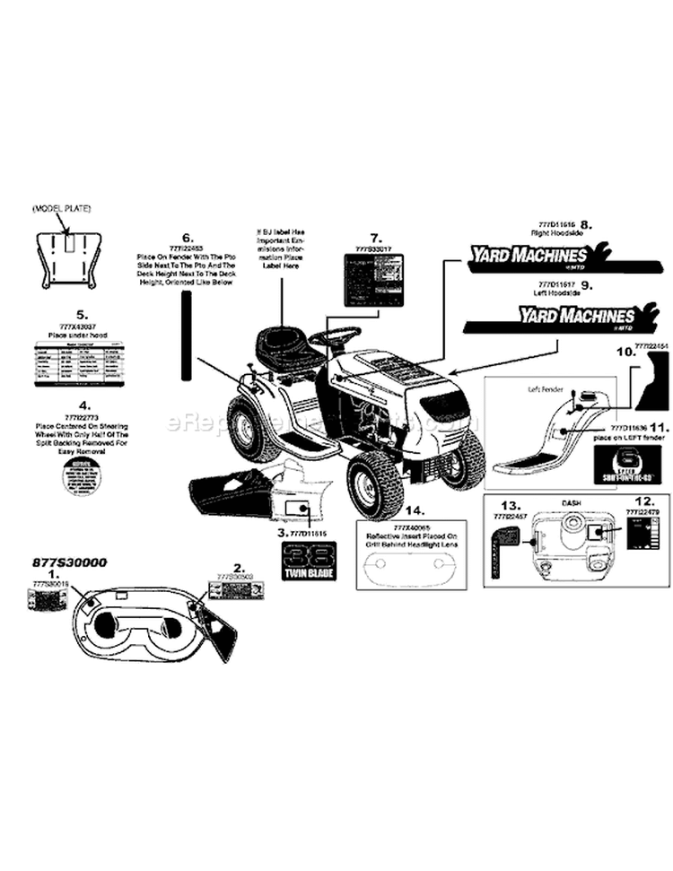 Page E Diagram and Parts List for 13AM762F065 2008 Bolens Lawn Tractor