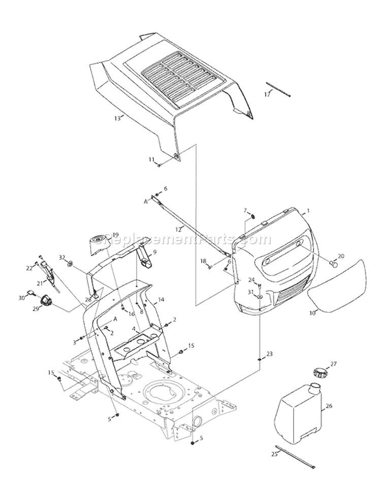 Page C Diagram and Parts List for 13AM762F265 2008 Bolens Lawn Tractor