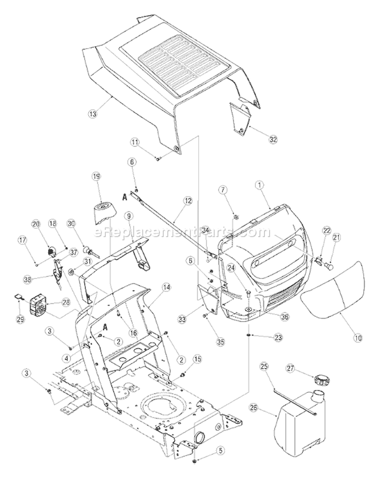 Page E Diagram and Parts List for 13AM762F765 2005 Bolens Lawn Tractor
