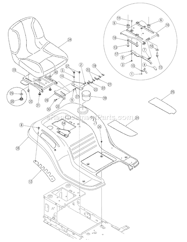 Page D Diagram and Parts List for 13AM762F765 2007 Bolens Lawn Tractor