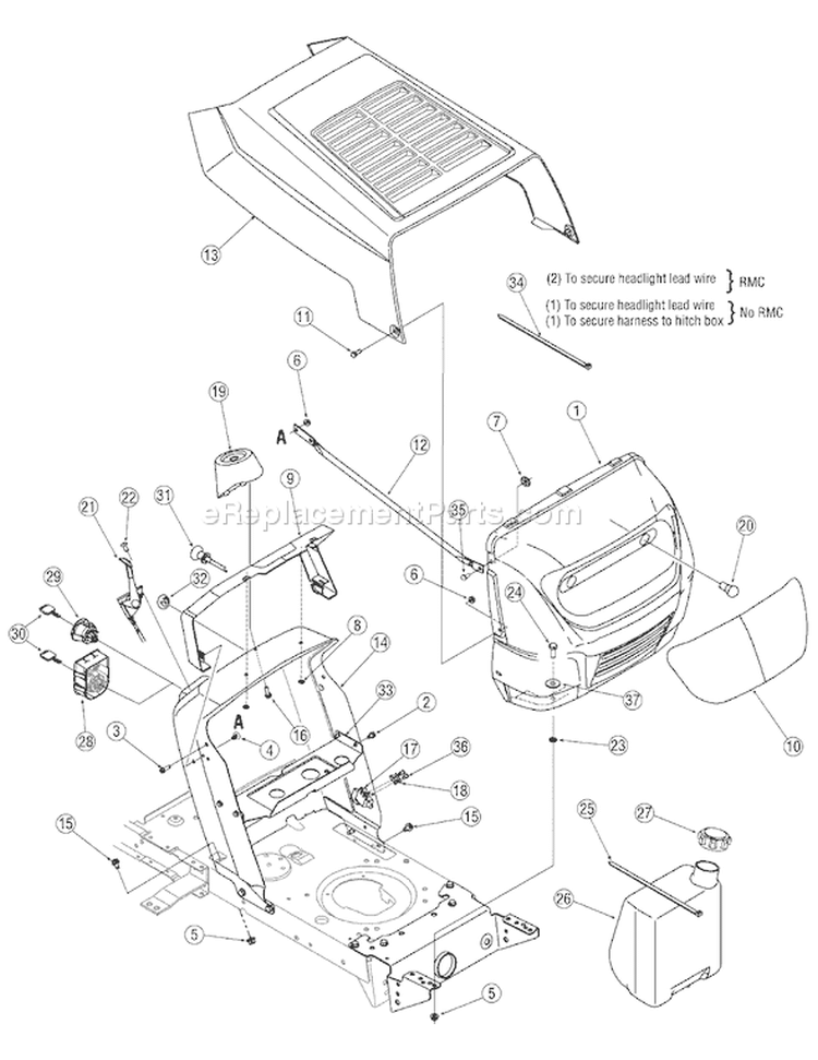 Page F Diagram and Parts List for 13AM762F765 2007 Bolens Lawn Tractor