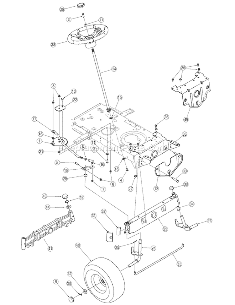Page H Diagram and Parts List for 13AM762F765 2007 Bolens Lawn Tractor