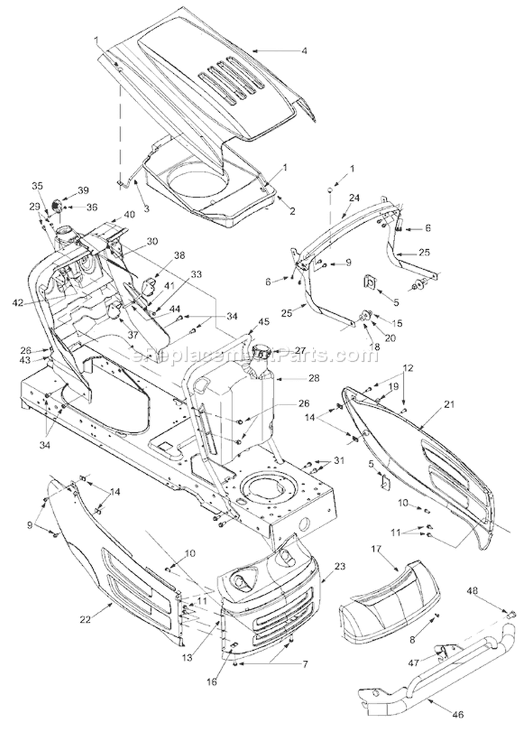 Page E Diagram and Parts List for 14AG808H163 2003 Bolens Lawn Tractor