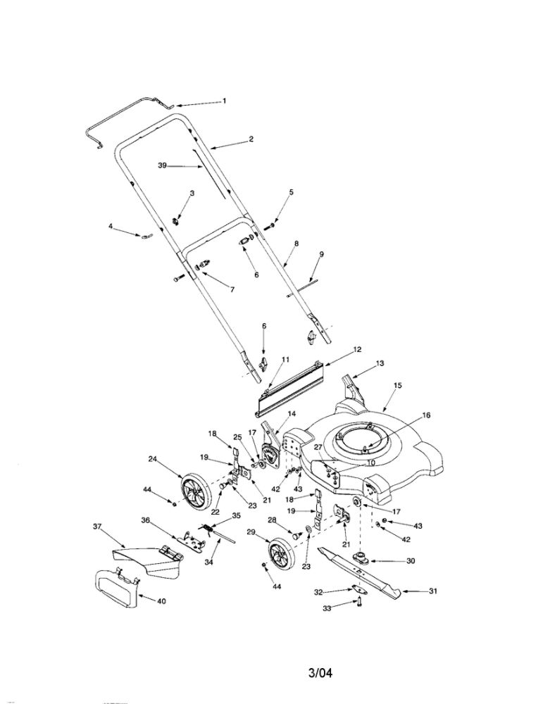 22 Inch Rotary Mower Diagram and Parts List for 084  Bolens Lawn Mower