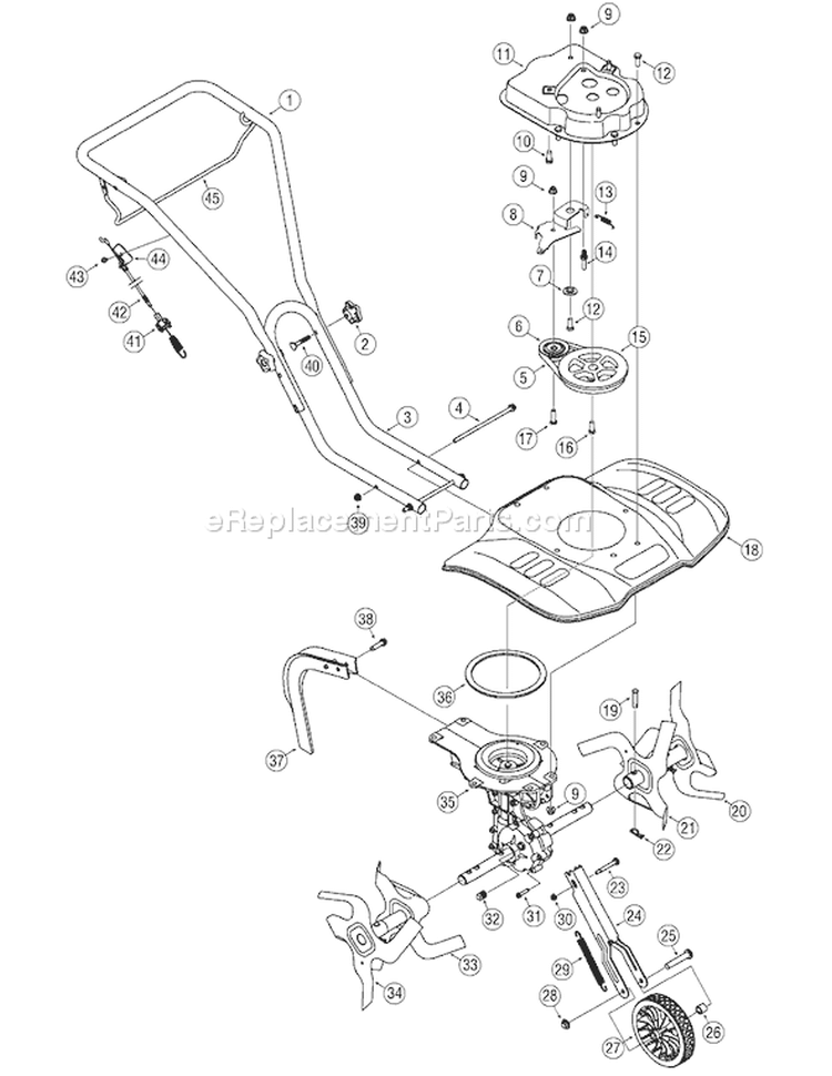 Page A Diagram and Parts List for 21A-250J265 2007 Bolens Tiller