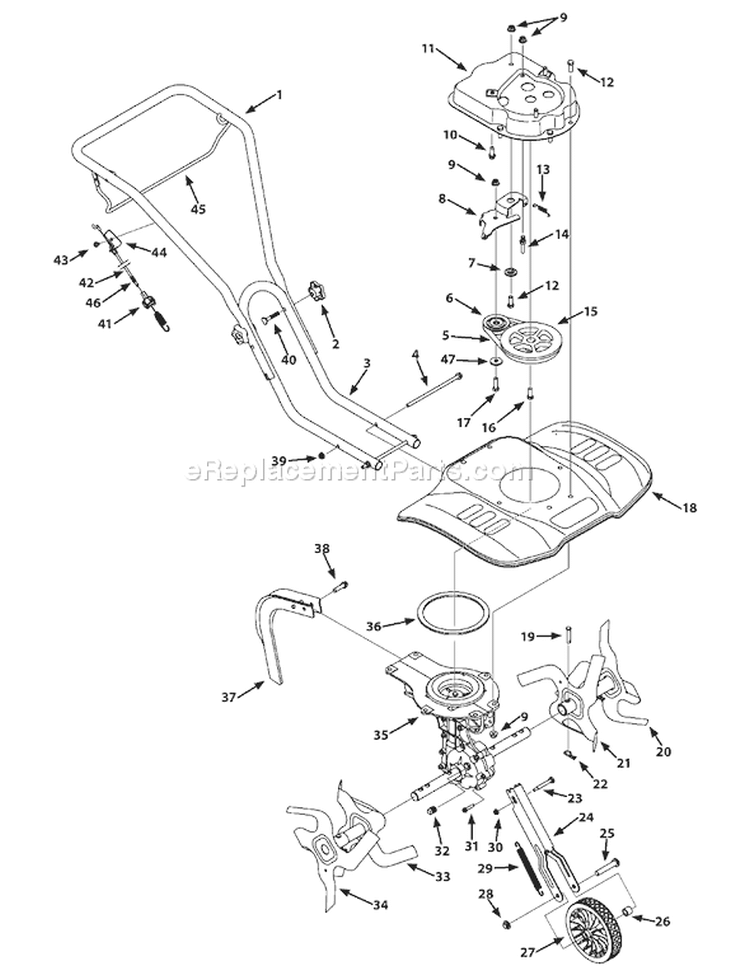 Page A Diagram and Parts List for 21A-250J265 2008 Bolens Tiller