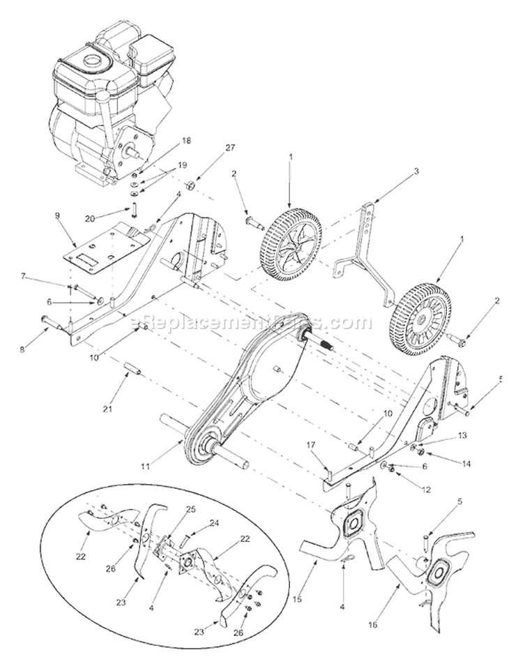 Page A Diagram and Parts List for 21A-332C765 2004 Bolens Tiller