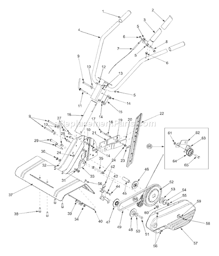 Page B Diagram and Parts List for 21A-332C765 2004 Bolens Tiller