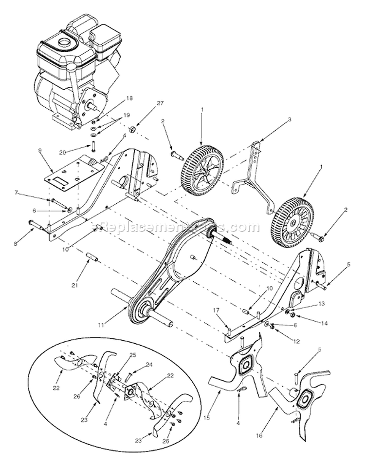 Page A Diagram and Parts List for 21A-332C765 2005 Bolens Tiller