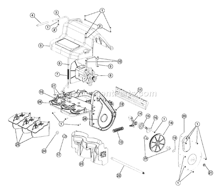 Page B Diagram and Parts List for 31A-040-163 2004 Bolens Snow Blower