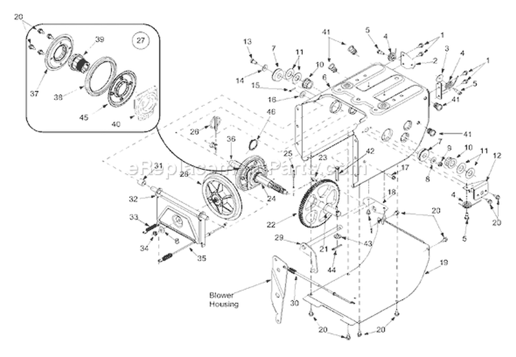 Page B Diagram and Parts List for 31AS611D163 2004 Bolens Snow Blower
