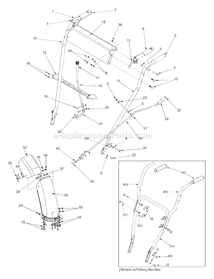 Page E Diagram and Parts List for 31AS611D163 2004 Bolens Snow Blower
