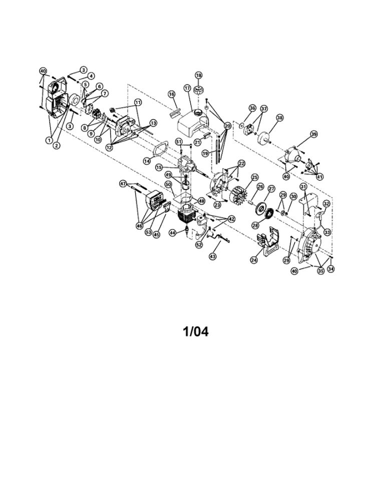 Cylinder/Crank Case/Flywheel Diagram and Parts List for 21BK410G163  Bolens Cultivator