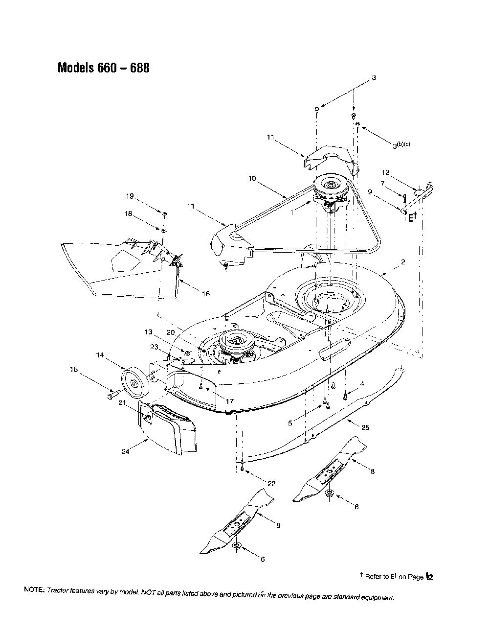 Deck/blade Diagram and Parts List for 13AM683H163  Bolens Lawn Tractor