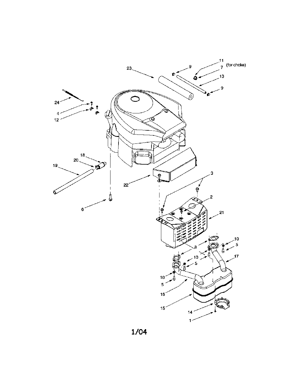Muffler/casing/muffler heat shield Diagram and Parts List for Q808H  Bolens Lawn Tractor