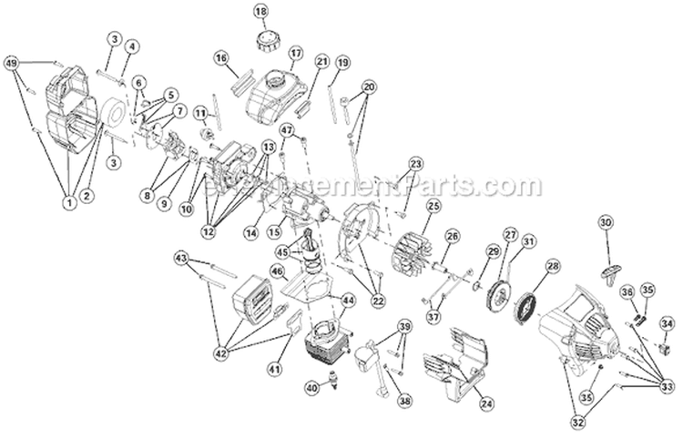 Page B Diagram and Parts List for BL100 41AD100G163 Bolens Trimmer