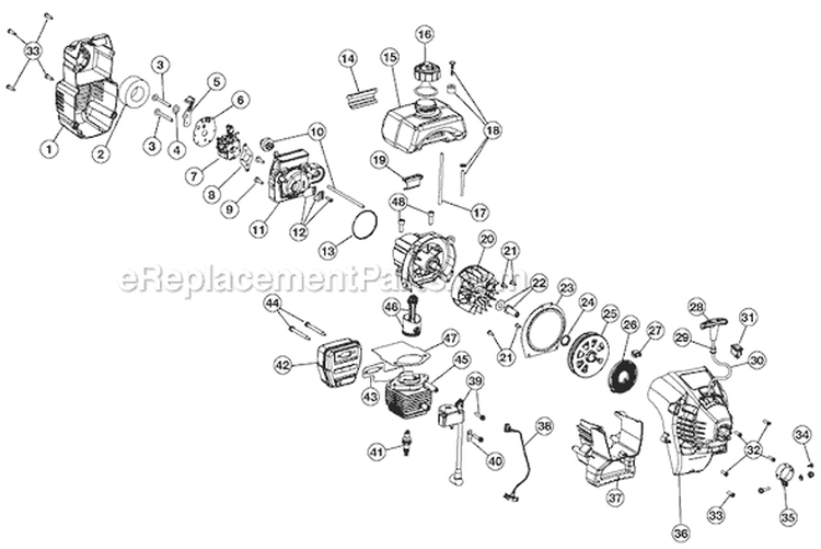Page A Diagram and Parts List for BL100 41BD100G965 Bolens Trimmer