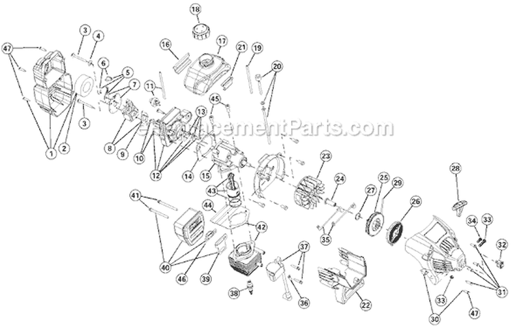 Page B Diagram and Parts List for BL150 41BD150G163 Bolens Trimmer