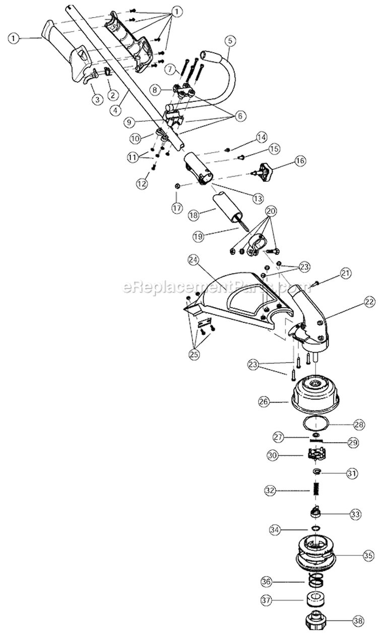 Page A Diagram and Parts List for BL26SS 41AD26SC965 Bolens Trimmer