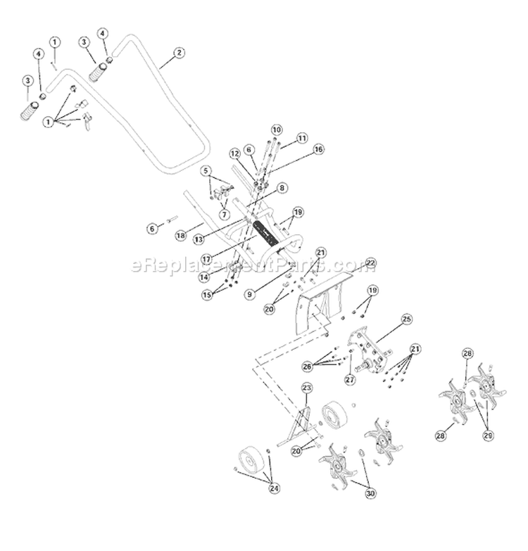 Page A Diagram and Parts List for BL410 21AK410G163 Bolens Tiller