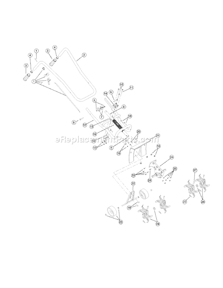 Page A Diagram and Parts List for BL410 21B-121R765 Bolens Tiller