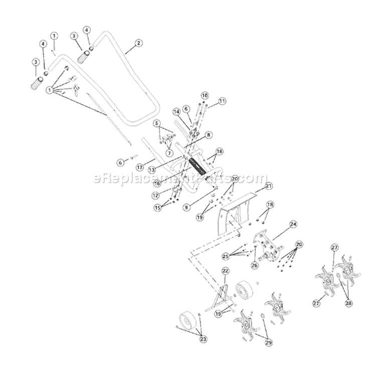 Page A Diagram and Parts List for BL410 21BK410G163 Bolens Tiller