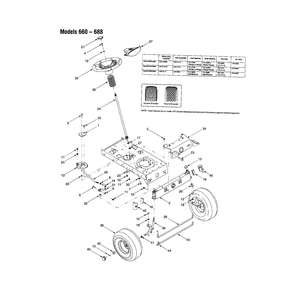 Axle And Steering Assembly Diagram and Parts List for 660THRU688  Bolens Lawn Tractor