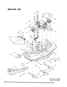 46 Inch Deck Shell/Chute Diagram and Parts List for 665  Bolens Lawn Tractor
