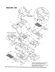 Seat Assembly Diagram and Parts List for 665  Bolens Lawn Tractor