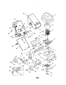 19 Inch Deck/Handle/Wheels/Bag/Hood Diagram and Parts List for V17  Bolens Lawn Mower