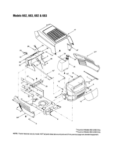 Grille Assembly 2 Diagram and Parts List for 665  Bolens Lawn Tractor