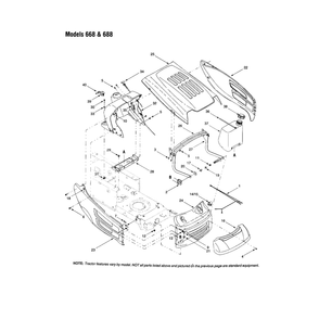 Grille Assembly - 668,688 Diagram and Parts List for 660THRU688  Bolens Lawn Tractor