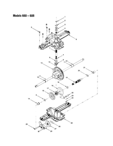 Upper And Lower Housing Diagram and Parts List for 665  Bolens Lawn Tractor