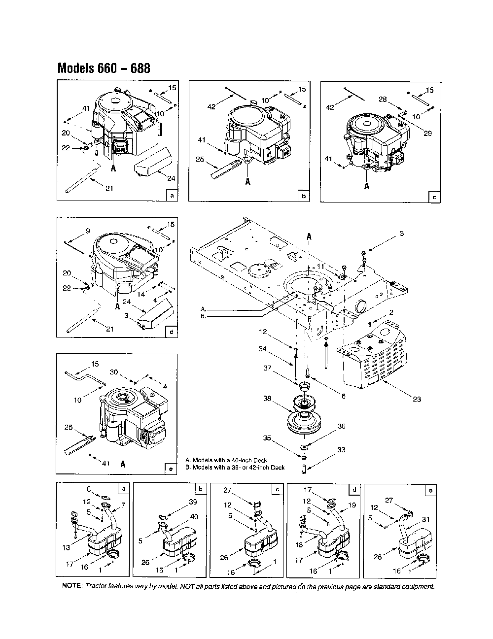 Engine/muffler/deck Diagram and Parts List for 13AM683H163  Bolens Lawn Tractor