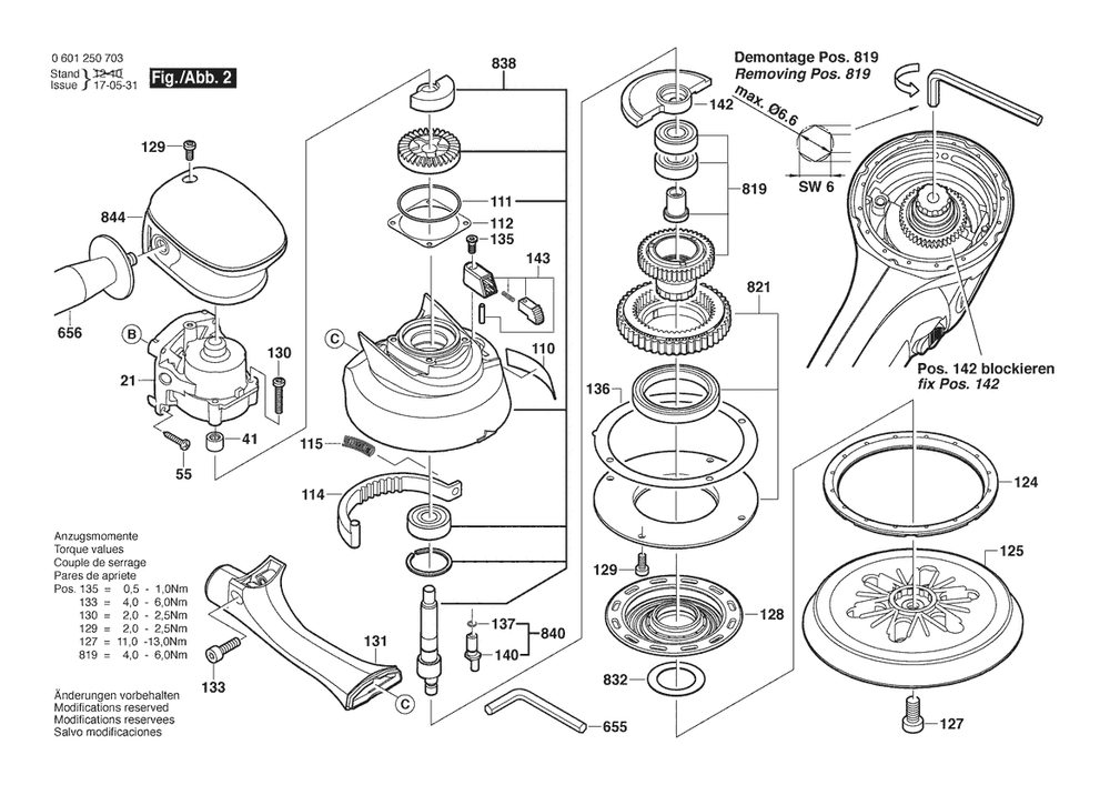 Section 2 Diagram and Parts List for GEX150TURBO1 0601250741 Bosch Orbital or Palm Sander