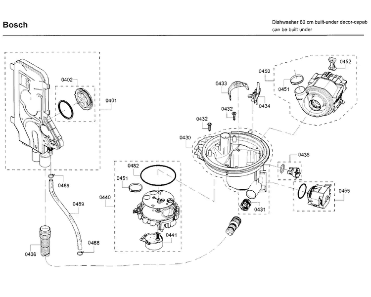 Pump Diagram and Parts List for SHE65T55UC 09 Bosch Dishwasher