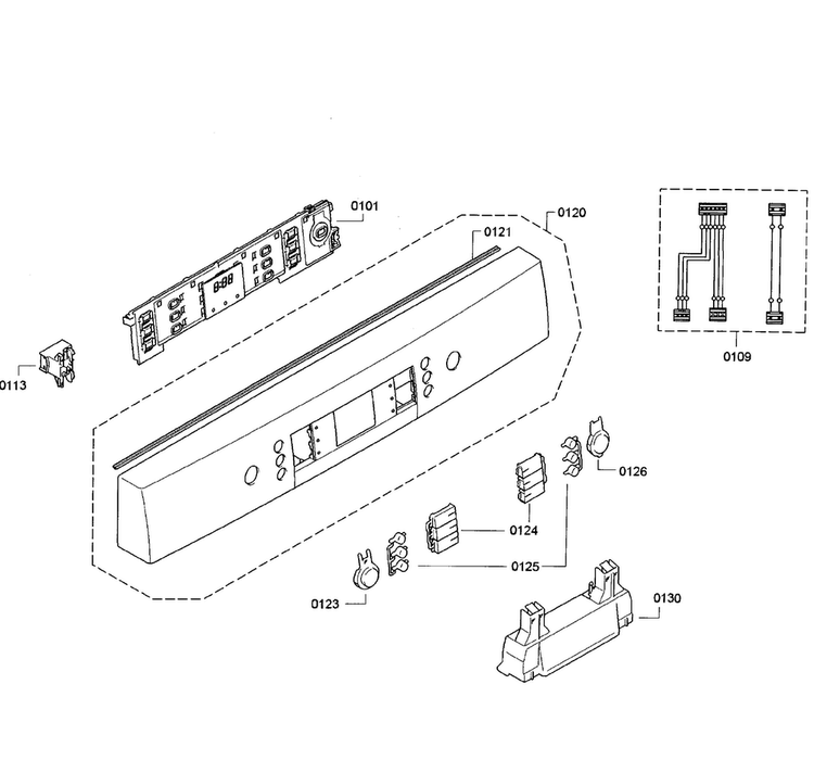 Control Panel Diagram and Parts List for SGE63E15UC 55 Bosch Dishwasher