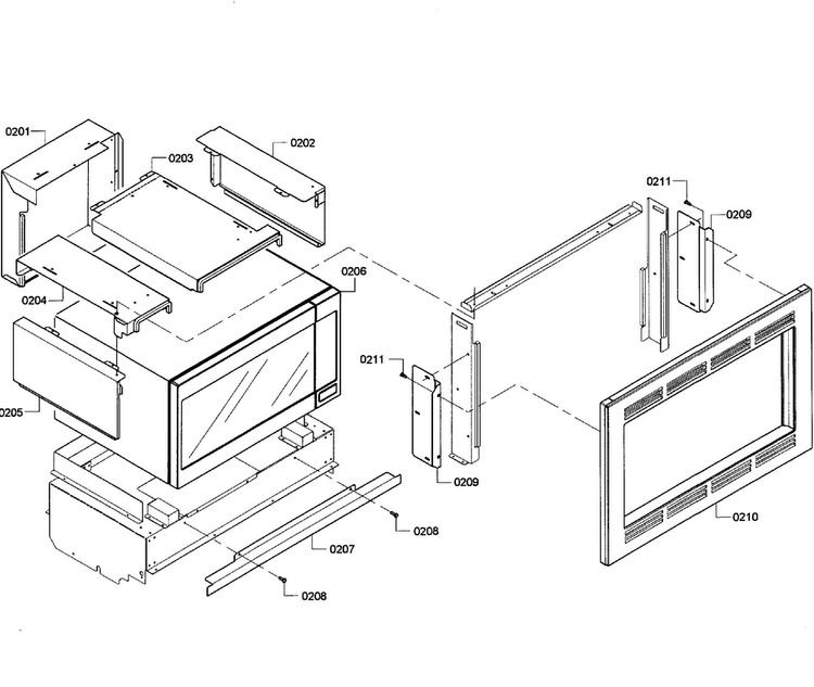 Microwave Framing Diagram and Parts List for HBL5750UC 04 Bosch Microwave