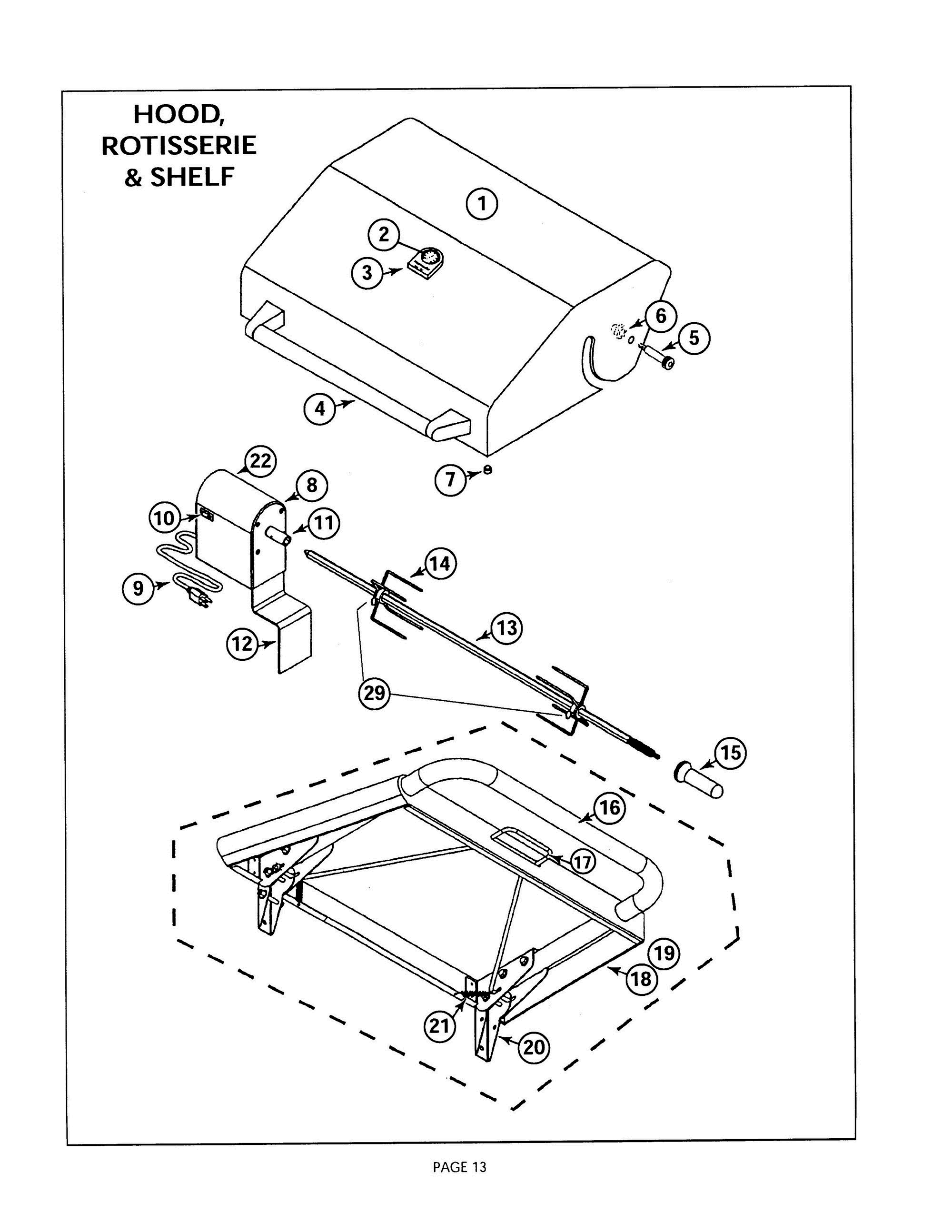 12 - HOOD, ROTISSERIE & SHELF Diagram and Parts List for CGB30RCULP  Bosch Range
