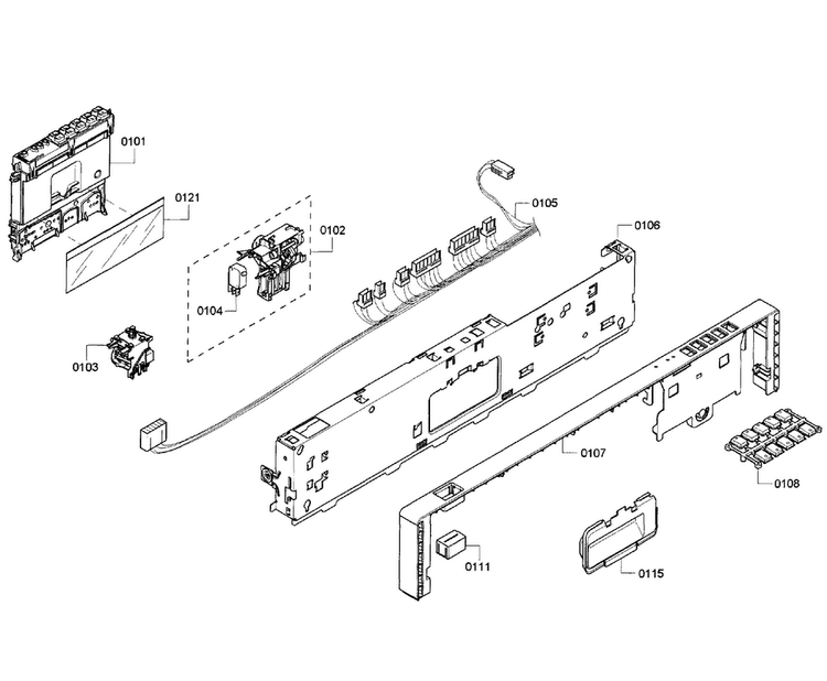 Control Panel Diagram and Parts List for SHV43R53UC 64 Bosch Dishwasher