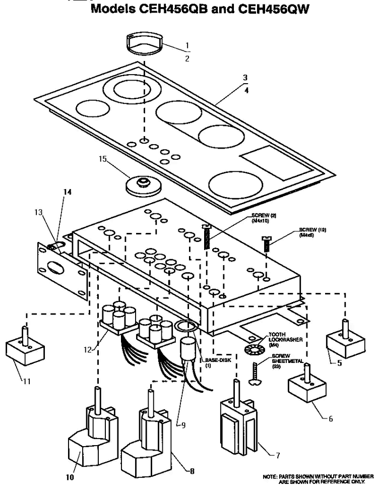 Section 3 Diagram and Parts List for CEH456QB  Thermador Cooktop